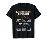 Types Of Triangles By Angles Shapes Math Geometry Teacher T-Shirt