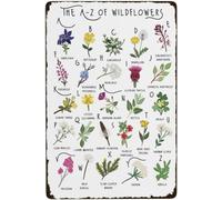 Types of Wildflowers Metal Tin Sign The A-Z of Wildflowers Knowledge Tin Sign Decoration Creative Fun Home Bathroom Patio Bar Bar Poster Sign 8x12 Inches
