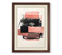 Typewriter Geometry Mid-Century Framed Wall Art Print A1 (84.1×59.4cm) Walnut, Wall Decor for Living Room, Bedroom, Office & Home, Ready to Hang, Art Gift