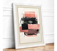 Typewriter Geometry Mid Century Framed Wall Art Print A3 White | Ready to Hang, Premium Gi Paper, Fade-Resistant Inks, Securely Packaged, UK Made