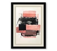 Typewriter Geometry Mid-Century Framed Wall Art Print A4 (29.7×21cm) Black, Wall Decor for Living Room, Bedroom, Office & Home, Ready to Hang, Art Gift