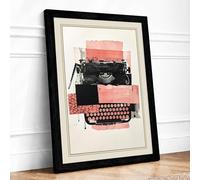 Typewriter Geometry Mid Century Framed Wall Art Print A4 Black | Ready to Hang, Premium Gi Paper, Fade-Resistant Inks, Securely Packaged, UK Made