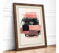 Typewriter Geometry Mid Century Framed Wall Art Print A4 Walnut | Ready to Hang, Premium Gi Paper, Fade-Resistant Inks, Securely Packaged, UK Made