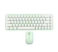Typewriter Keyboard and Mouse Combo, 2.4GHz Stable Transmission, DPI Adjustable Retro Typewriter Keyboard, 68 Keys for PC (White Green)
