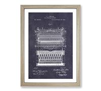 Typewriter Patent Dark Framed Print | A2 Oak Framed Wall Art | Ready to Hang | Modern Nature Picture | Living Room Bedroom Lounge Office