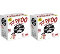Typhoo • 100 One Cup Black Tea Bags • Ethically Sourced Tea Leaves • Packed in the UK • Refreshing Everyday Blend • Bold and Full of Flavour • Delivers One Perfect Cup Everytime • Vegetarian Friendly