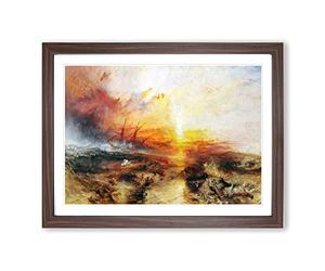 Typhoon Coming By Joseph Mallord William Turner Classic Painting Framed Wall Art Print, Ready to Hang Picture for Living Room Bedroom Home Office Décor, Walnut A4 (34 x 25 cm)
