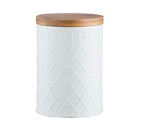 Typhoon Embossed Steel White Tea Coffee Sugar Storage Jar Canister Bamboo Lid (Coffee Canister)
