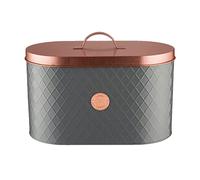 Typhoon Living Lid Bread Bin, Stainless-Steel, Grey/Copper, 34 x 18.5 x 20 cm