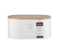 Typhoon living Stainless Steel Cream Bread Bin with Bamboo Lid