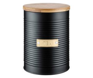 Typhoon Living Otto Airtight Tea Storage Canister with Bamboo Lid, 1.4 Litre, Matte Black / Gold
