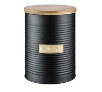 Typhoon Living Otto Airtight Sugar Storage Canister with Bamboo Lid, 1.4 Litre, Matte Black / Gold