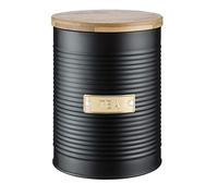 Typhoon Living Otto Airtight Tea Storage Canister with Bamboo Lid, 1.4 Litre, Matte Black / Gold