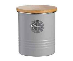 Typhoon Otto Tea Coffee Sugar Pasta Bread Bin Storage Grey With Wooden Lid
