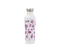 Typhoon Pure 800 ML Colour Changing Steel Water Bottle with Emoji Print Design, Pink & White