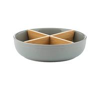 Typhoon World Foods Serving Dish Divider | Stoneware with Natural Bamboo Dividers | For Serving or Baking | 210mm x 210mm x 55mm