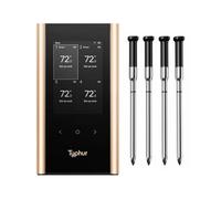 Typhur Sync Gold Wireless Meat Thermometer, 4 Probes, WiFi & Sub-1Ghz, 10x Signal, 6 Sensors, ±0.3℃ Accuracy, APP & Smart Base, IPX8 Waterproof Temperature Probe for BBQ Oven Smoker Grill Air Fryer
