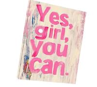 Typographic Wall Art with Yes Girl You Can Message Design, 60X90 | Bold Typography, Light Neutral Background, Abstract Color Marks, Distinctive Interior Decorative Wall Accent