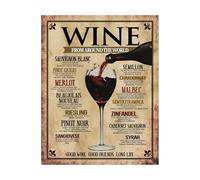 Typographic Wine Regions Poster, Vintage World Wine Map Art Print for Kitchen Bar, Dining Room & Home Decor Wall Art(Framed,08x12inch(20x30cm))