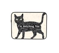 Typography Cat I'm Watching You Laptop Sleeve Case Notebook Computer Pouch Tablet Briefcase Carrying Bag for Work 10 Inch