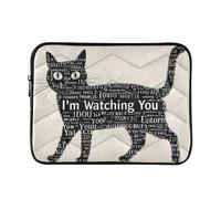Typography Cat I'm Watching You Waterproof Laptop Sleeves 14-16 Inch Padded Quilted Laptop Protector Bag Notebook Case