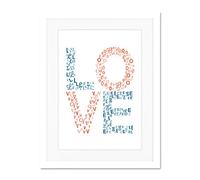 Typography Love Letters Large Art Print Poster Wall Decor 18x24 inch Supplied Ready To Hang With Included Mount Brackets