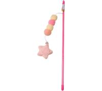 TypoGrove Cat Toy Wand, Pink Cat Stick Toy Elastic Rope Plush Ball Star Pendant, Bite-Resistant Comfortable Grip Relieve Boredom, Handmade Kitten Teaser Wand Cat Mice and Animals Toys