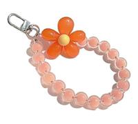 TypoGrove Orange Mobile Phone Strap Beaded Flower Bracelet Creative Hanging Rope Keychain Mobile Phone Lanyard Beaded Flower Anti-Lost Phone Case Lanyard Wrist Strap Cell Phone Charms Accessories,