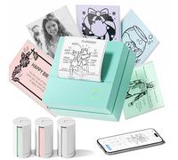 TYPONOS Sticker Printer, PM290 Mini Printer, Bluetooth Sticker Maker Machine with 3 Pack Paper, Mini thermal printer for Study Notes, Journal, Lists, Pictures, DIY Gifts for School Office Home, Green