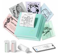 TYPONOS Sticker Printer, PM290 Mini Printer, Bluetooth Sticker Maker Machine with 3 Rolls Paper, Mini thermal printer for Study Notes, Journal, Lists, Pictures, DIY Gifts for School Office Home, Green