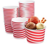 TYPTOP Ice Cream Sundae Cups - 50 Paper Disposable Dessert Bowls and Party Supplies Cups 8-Ounces Red