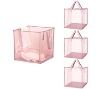 Typutomi 4 Pack Popup Laundry Hamper, Small Collapsible Mesh Laundry Baskets Dirty Clothes Basket with Handle Cube Storage Basket for Washing Storage,Toy Storage,Dorm and Travel(Pink,13 Inch)