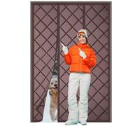 TYPYMY Magnetic Thermal Insulated Door Curtain,210x200cm,Oxford Cloth Polyester Cotton Thermal,Automatically Close,Powerful Magnets,Brown