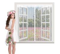 TYPYMY Magnetic Window Screen,Heavy Duty Bug Mesh Curtain,Magnetic Flyscreen Net,Anti Mosquito Mesh Fly Curtain,Mesh Window Curtains,Fly Screen Mosquito with Tape and Closing Magnets,75x120cm,White