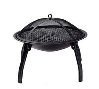 TYQMYSM Fire Pit Table,Fire Bowl, with Grill Grate & Safety Cover, 45Cm Diameter Multi-Function Outdoor Heat & BBQ Table for Patio, Camping, Backyard - Tea Brewing, Warming, Cooking