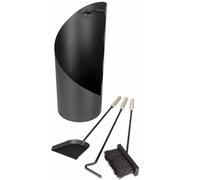 TYQMYSM Fireplace Tool Set,Iron Fire Pit Tools,4-Piece Black Steel Fire Poker, Brush and Shovel Companion Set with Stand, 50cm Contemporary Fireplace Accessories