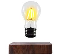 TYQMYSM Magnetic Levitating Light Bulb, LED Bulb with Wood Grain Base, Touch Control, 360° Rotation, Wireless Power, Warm Light for Bedroom, Desk, Living Room Decor