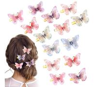 Tyqour 18 Pcs Glitter Butterfly Clips with Rhinestones Fancy Girls Hair Clips Small Mini Fairy Cosplay Butterfly Hair Clips Hair Accessories for Girls Women Kids