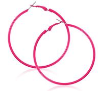 Tyqour 1Pairs Hoop Earrings for Women 60mm Big Hoop Earrings 70s 80s 90s Large Retro Neon Earrings Cute Beach Party Accessories for Women(Pink)