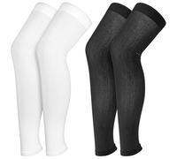 Tyqour 2 Pairs Compression Leg Sleeve for Men Women, UV Full Leg Compression Sleeves with Anti-Slip for Running, Athlete Cycling, Basketball, Football (Black,White)