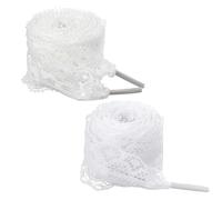 Tyqour 2 Pairs Lace Shoelaces for Trainers Women 2.5cm 3cm Wide Lace Shoe Laces Flat White Trainer Fancy Flat Shoelace Hollow 47 Inch Long Shoe Strings Fat Shoestring for Adult Women Girls