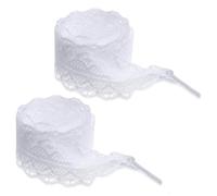 Tyqour 2 Pairs Laces Shoelaces for Trainers Women 2.5cm Wide Lace Shoe Laces for Trainer Hollow Fancy Flat White Shoelace 47 Inch 120cm Long Shoe Strings Fat Shoestring for Women Girls Adult