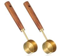 Tyqour 2 PCS 1 Teaspoon Scoop Coffee Measuring Scoop Stainless Steel & Wood 1Tablespoon Measuring Spoon Perfect for Coffee, Tea and More