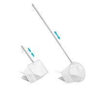 Tyqour 2 Pcs Aquarium Fish Nets, Small Fish Tank Nets, Small Pond Net, Fine Mesh Shrimp Net, Long Handle Fishing Net for Fish Shrimp Tank, Pond, Creek, with Extendable Handle 5.3-15.8 Inch (White)