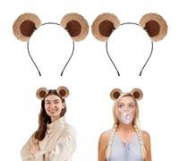Tyqour 2 Pcs Bear Ears Headband Brown Bear Ears Cute Bear Costume Adult for Halloween Festival Cosplay Party Chipmunk Ears Bear Headband Movable for Washing Face Women