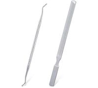 Tyqour 2 Pcs Ingrown Toenail Tool Under Nail Cleaner Tool Double Ended 16cm Toenail Lifter and 18cm Four-Sided Nail File Cleaning Scooper Stainless Steel Manicure Pedicure Nails Care Tools