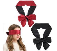 Tyqour 2 Pcs Silk Satin Blindfold for Couples 59 Inch V-Shaped Eye Mask for Sleeping Games Soft Blind Folds for Adult Play Blackout Sleep Mask Adjustable Eye Covers for Women Men Valentine's Day Gift
