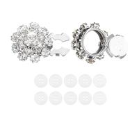 Tyqour 2 Pcs Silver Button Covers Clip On Detachable Crystal Silver Buttons for Women Clothing Blouses Jeans Clothing DIY Holiday Decoration Embellishments (with 10 White Buckles)