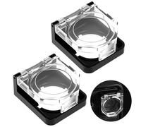 Tyqour 2 Pcs Square Power Button Cover - Waterproof, Dustproof, Collision Resistant Button Switch Cover Guard for 39 × 34 mm Mounting Hole, Momentary Push Safety Switch Cover for Computer Pc Desktop
