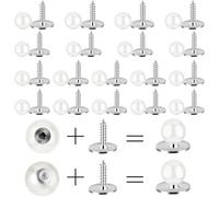 Tyqour 20 Sets Pearl Brooch Buttons White Pearl Buttons Pins No Sew Button Removable Reusable Safety Pins for Women Girls Shirt Coat Dress Sweaters Shawl